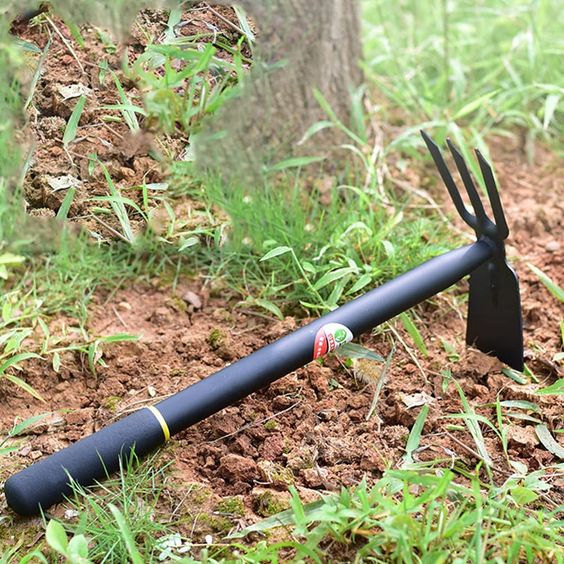 Yardwe Hoe and Cultivator, Garden Rake Hand Tiller Tool Heavy Duty Cultivator Hoe for loosening Soil Weeding Digging Flower Planting Garden Farming Agriculture Tool