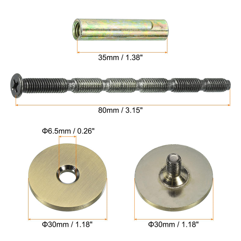 PATIKIL Door Knob Hole Cover Plate, 2 Pack 1 3/16" Dia. Deadbolt Cover Plate Door Hole Filler Plate for 5/16" to 1" Holes, Bronze 1 3/16"