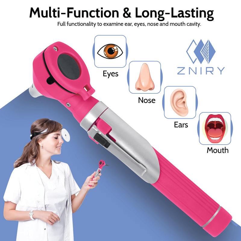 Fiber Optic Mini Otoscope - Ear Scope with Light, Ear Infection Detector (Pink Color) Reguler