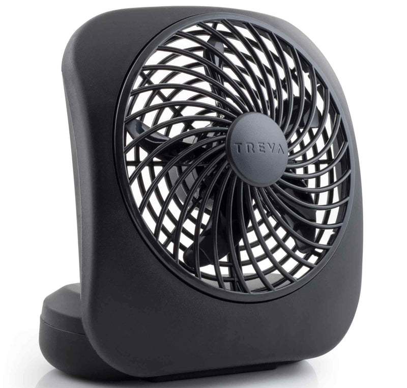 Treva 5 Inch Battery Powered Fan Portable Desk Fan 2 Cooling Speeds with Compact Folding & Tilt Design Cubicle Accessories Small Portable 2 Pack (Black) Black 2 Units