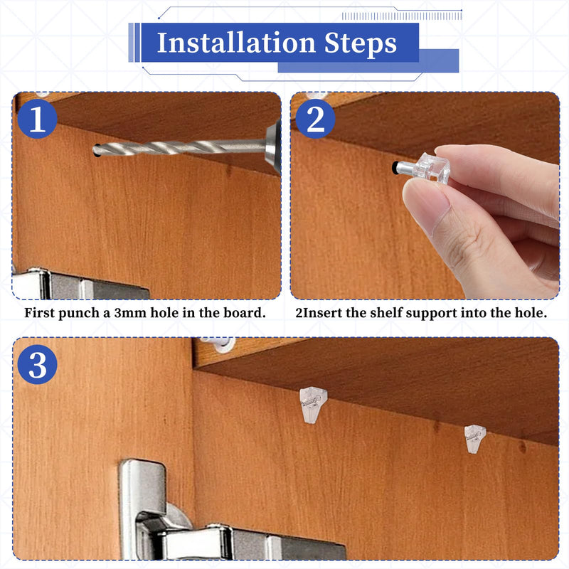 20pcs 3/16 Inch Shelf Support Pegs,Clear Plastic 5mm Shelf Pins,Shelf Support Pins for Wood Shelving,Kitchen,Furniture Shelf Bracket Nail 20Pcs