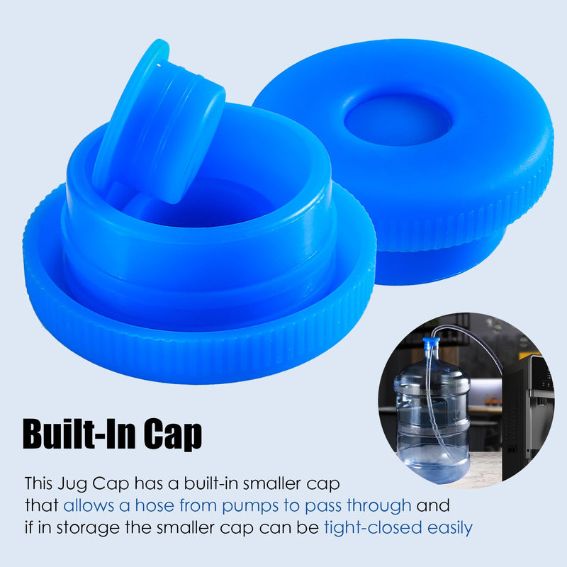 5 Gallon Water Jug Cap Reusable, Non-Spilling 55mm Water Bottle Dispenser Caps, Silicone 5 Gal Jug Replacement Caps Lids Anti Splash (Ocean Blue, 3 Pack) Ocean Blue