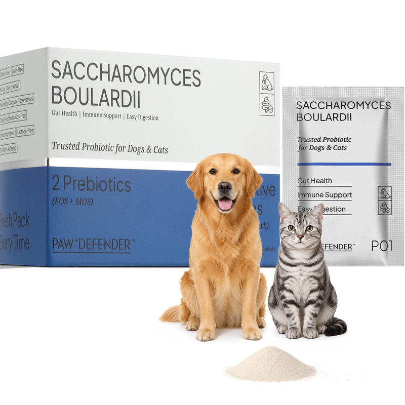 Probiotics for Dogs & Cats, Cat & Dog Probiotics for Digestive Health with Prebiotic & Enzymes and S. Boulardii, Probiotic Powder Support for Occasional Diarrhea, Gut Health & Immunity, 30 Packs