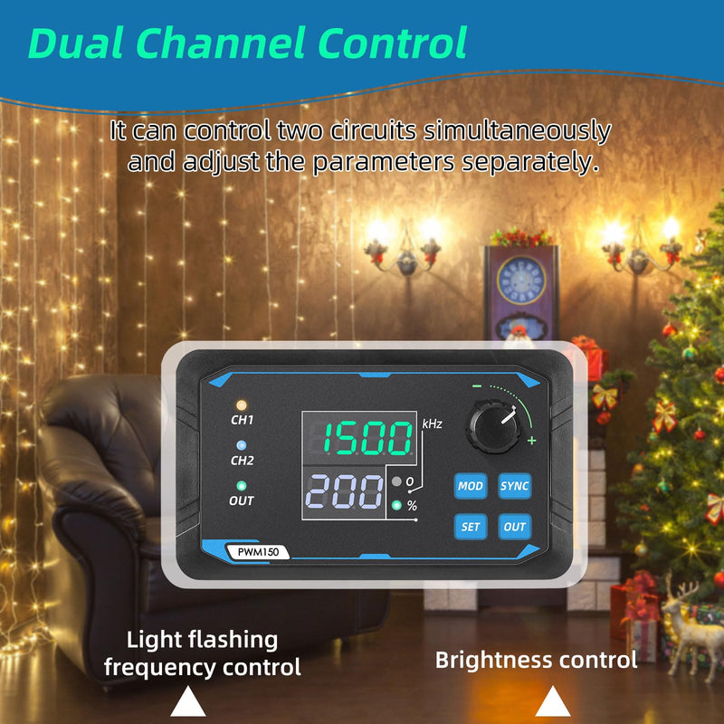 Koolertron Dual-Channel PWM Signal Generator, high-Precision servo Motor Driver, Square Wave Pulse Wave, Adjustable Frequency, Duty Cycle, Phase, etc., with Storage Function