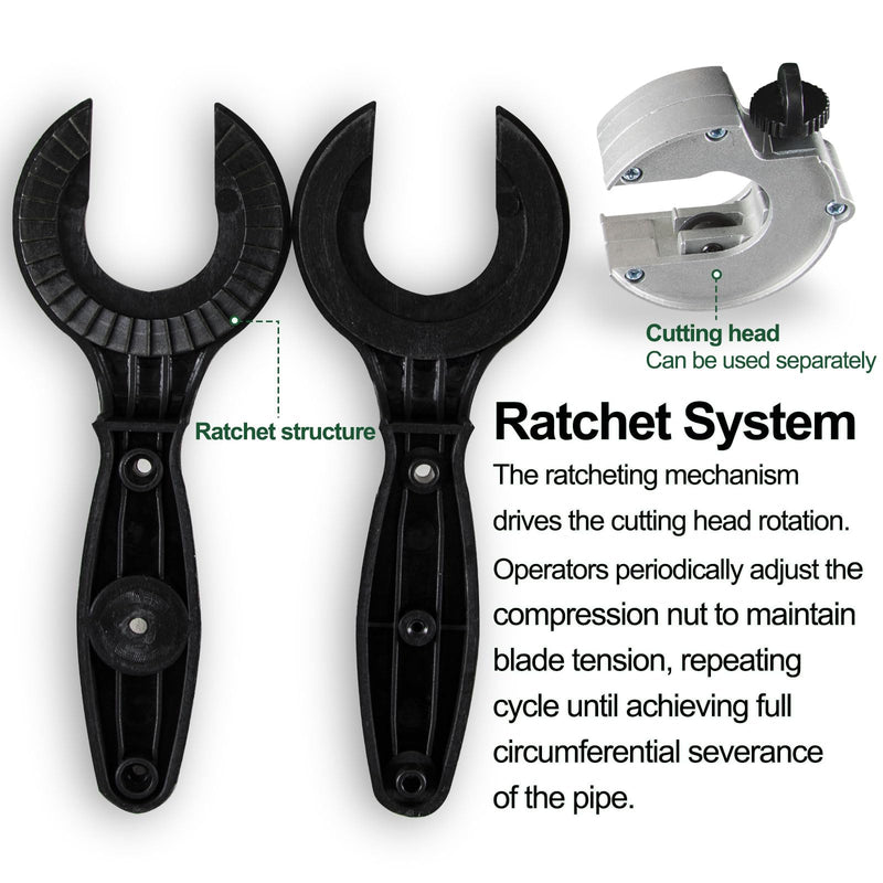 Ratche Tube Cutter Tool for Tight Spaces - One Hand 5/16" to 1-1/8" Copper Aluminum Brass Pipe Cutter w/ EN388 Gloves + 2 Bearing Blades (No Stainless Steel/PVC) XT600618