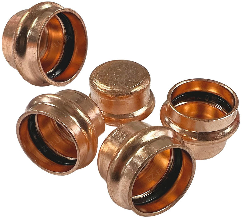 EZ-FLUID Plumbing 1" Press Copper End Cap Pressure Copper Fittings with ProPress Press Fitting Connection for Residential,Commercial.(5) 5 1 Inch