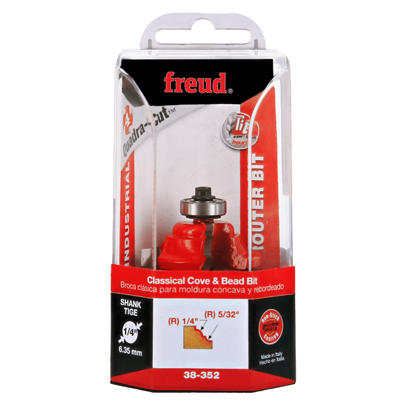 Freud 38-352: 1-1/2" (Dia.) Classical Cove & Bead Bit with 1/4" Shank