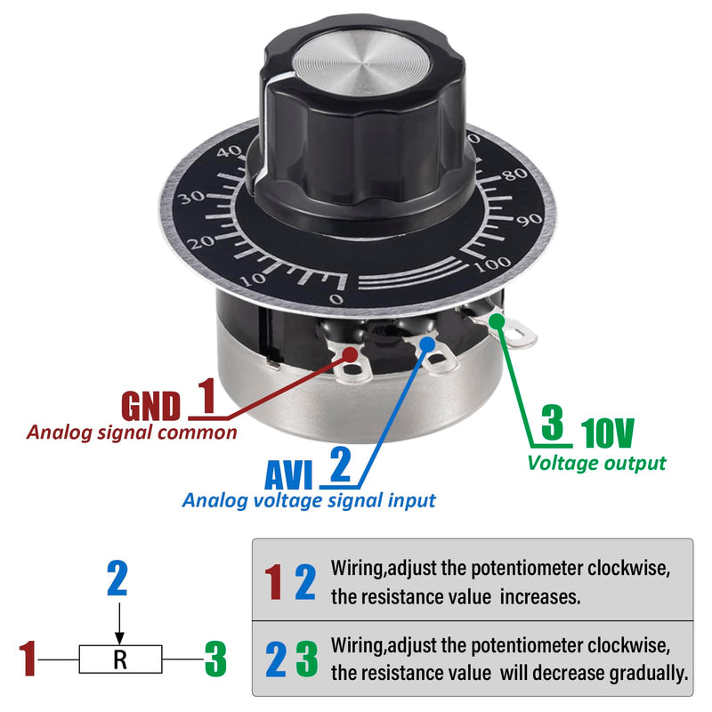 RV24YN20S B103 10K Potentiometer 10000 Ohm Single Turn Rotary Film Carbon Potentometers wtih 2pcs A03 Knob and 2pcs Dials (Pack of 6Pcs) B103-10K