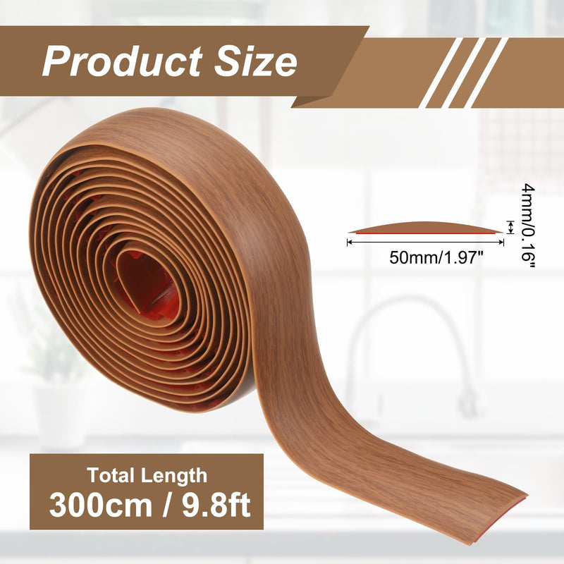 uxcell Floor Transition Strips, 9.84ft x 1.97"(LxW) Self Adhesive Vinyl Flooring Edging Trim PVC Flooring Flat Divider Strip Cover Strips for Joining Floor Gaps, Teak Wood Grain 9.84ft x 1.97"(LxW)