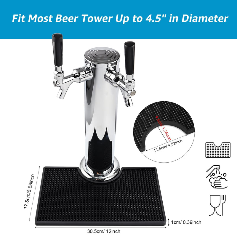 Non-Slip Beer Drip Tray Mat, 4.5'' Draft Beer Tower Flange Cutout Soft PVC Kegerator Surface Mount Beverage Bar Drip Tray