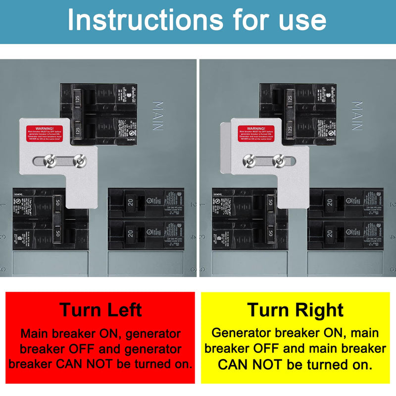 Generator Interlock Kit for Siemens 100 Amp or Murray 100 Amp Panels, Professional and Interlock Kit, 7/8-1 1/4" Spacing Between Main and Branch Breakers
