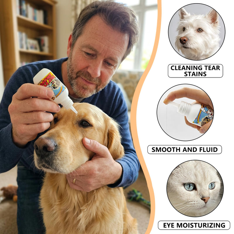 Pet Eye Drops for Dogs & Cats | Tear Stain Remover | Gentle Eye Wash Solution for Dry Eyes, Goopy Eyes | Safe Daily Eye Cleaner (2 fl.oz) 2 fl.oz