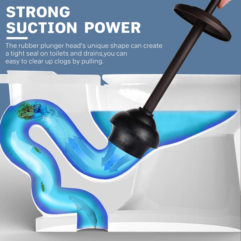 DOWRY Anti-Hand Off Bronze Toilet Plunger with Holder for Bathroom,Powerful Efficient Force Suction Cup,Heavy Duty, Deep Cleaning Oil Rubbed Bronze