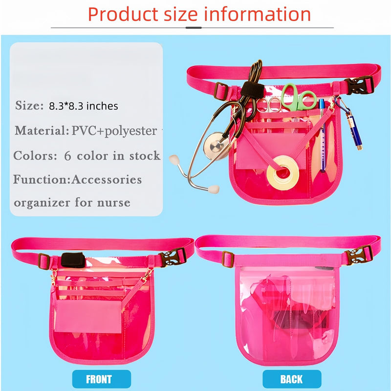 Plastic Nurse Fanny Pack Medical Waist Bag Medical Gear Pockets Storage for Stethoscopes,Bandage Scissors and Other Medical Supplies（Rose red） Rose red