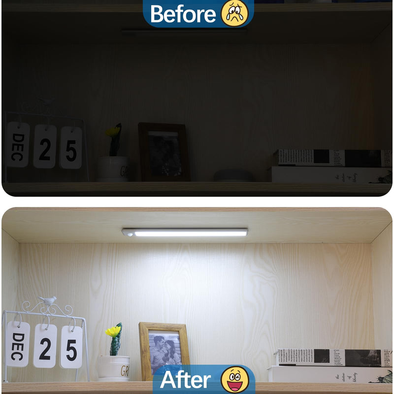 51-LED Motion Sensor Under Cabinet Light, 12-inch Magnetic Rechargeable Under Counter Closet Lights, Wireless Night Light Bar, 3-Pack, Cool White 12 inch