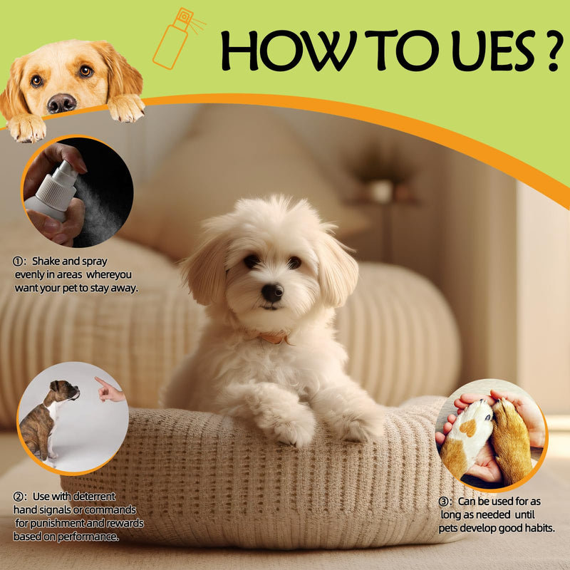 120ml Anti-Chew Bitter Spray for Dogs & Cats, No Chew Deterrent to Stop Licking & Biting Furniture, Pet Behavior Training Spray for Safe Use