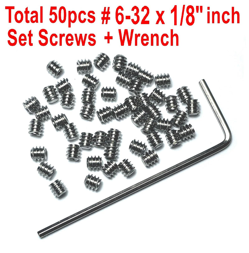 50pcs Set Screws 6-32 x 1/8 inch 304 Stainless Steel Allen Head Hex Hexagon Socket Set Screws with 1/16 Allen Wrench,Set Grub Screws Hex Allen Head Socket Set Screw.(1/8" Length)
