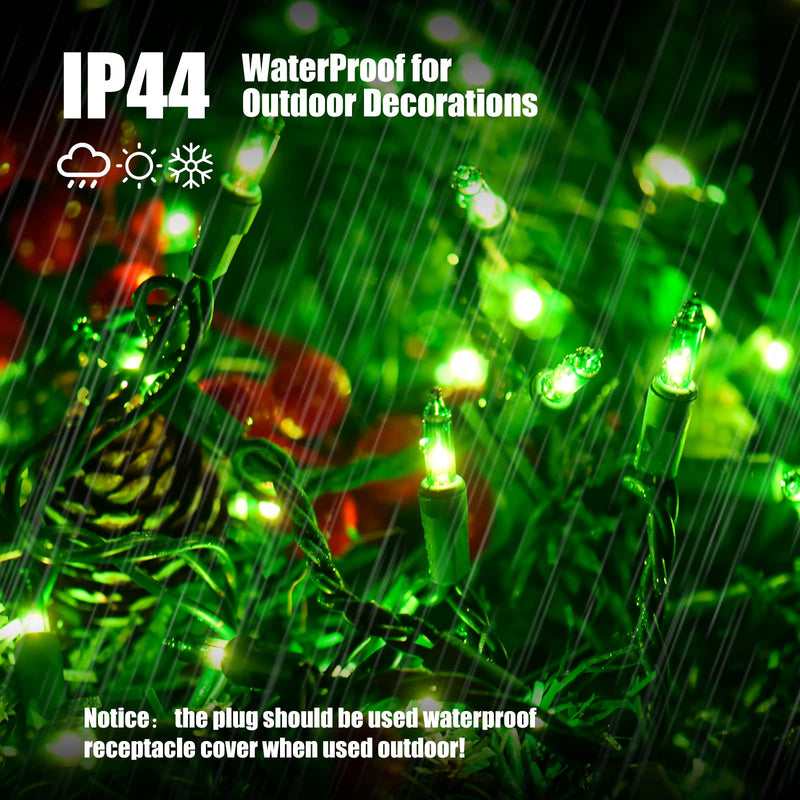Green Christmas Lights St Patricks Day Decorations 100 Count Incandescent Light UL Certified Connectable Christmas Tree Lights for Indoor Outdoor Xmas, Wedding, Party, Home Decorations Green-Green Wire 1 x 100 Count