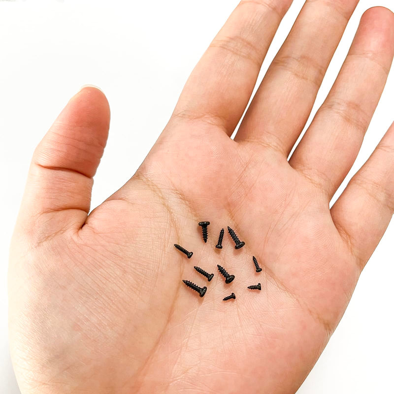 AXK 1000PCS M1 M1.2 M1.4 M1.7 Phillips Round Head Self Tapping Small Screw Micro Screws Electronic Small Black Bolts Wood Screws Kit