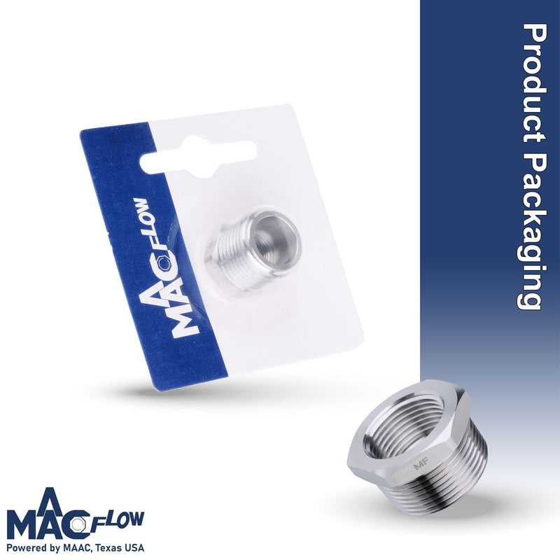 MAACFLOW Stainless Steel 3/8" Male NPT to 1/8" Female NPT Adapter Reducer Hex Bushing (Thread OD 0.65" - ID 0.34") (Pack of 1) 3/8" MNPT x 1/8" FNPT Pack of 1
