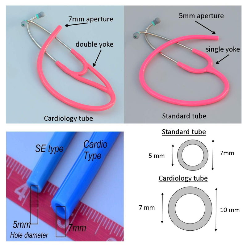 Compatible Replacement Tube by CardioTubes fits Littmann(r) MasterCardiologyI(r) and Littmann(r) Cardiology III(r) Stethoscopes - 7mm Binaurals BLACK TUBING