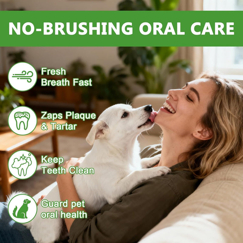 Dog Dental Powder for Plaque Removal - Gentle Dog Breath Freshener & Teeth Cleaning Powder Dental Care for All Dogs Green