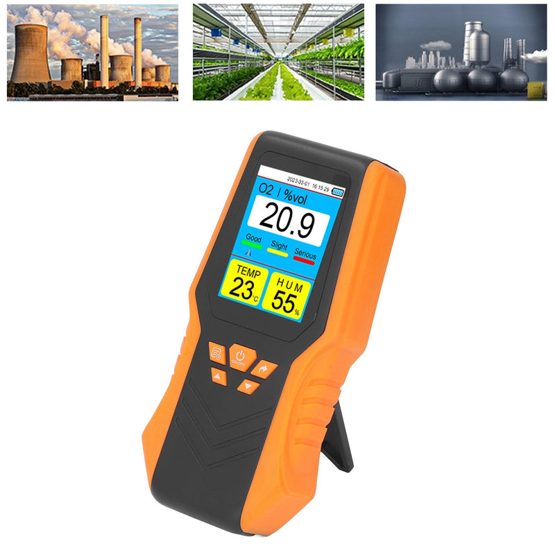 Portable Rechargeable Oxygen Gas Detector Analyzer 0-30% Vol Range Handheld O2 Meter for Home Office Classroom Safety Monitoring - Industrial Grade Oxygen Level Tester
