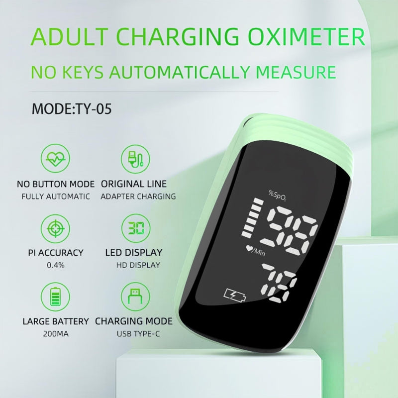 Pulse Oximeter, Blood Oximeter, Fingertip Pulse Oximeter, Rechargeable Pulse Oximeter, Accurate Rapid Blood Oximeter SpO2 Readings Outdoor Sports Home Use （green）