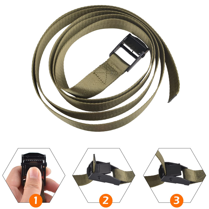 TRIWONDER Cinch Tie Down Strap Lashing Straps Heavy Duty Nylon Straps with Cam Buckles for Cargo, Trucks, Boat, Motorcycle,SUP, Kayak, Canoe, Trailer (1m, Green - 4 Pack) 01# Green - 4 Packs 3.3 FT