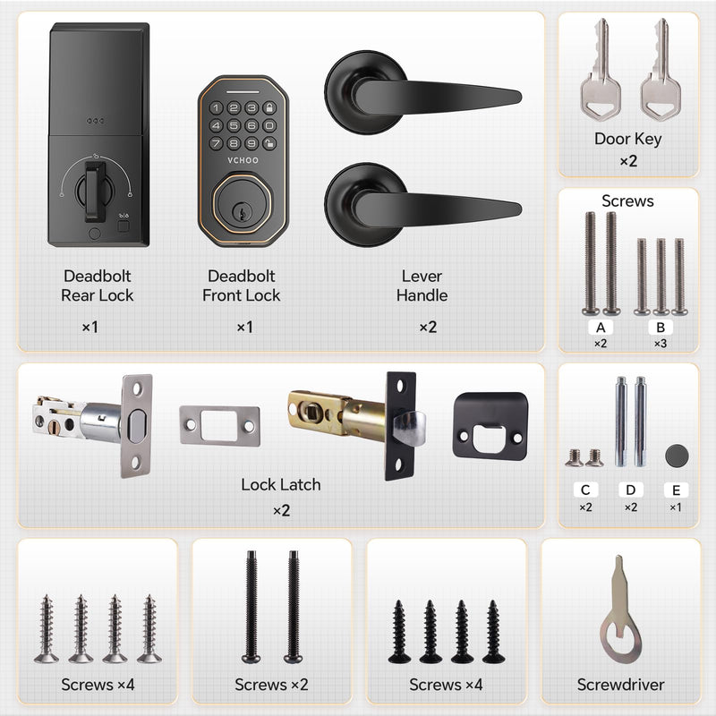 Keyless Entry Door Lock Deadbolt with Handle Set Smart Locks for Front Door with Lever Handle Auto Locking, Anti-Peeping Password, Easy Installation for Home Hotel Bedroom Door Oil Rubbed Bronze