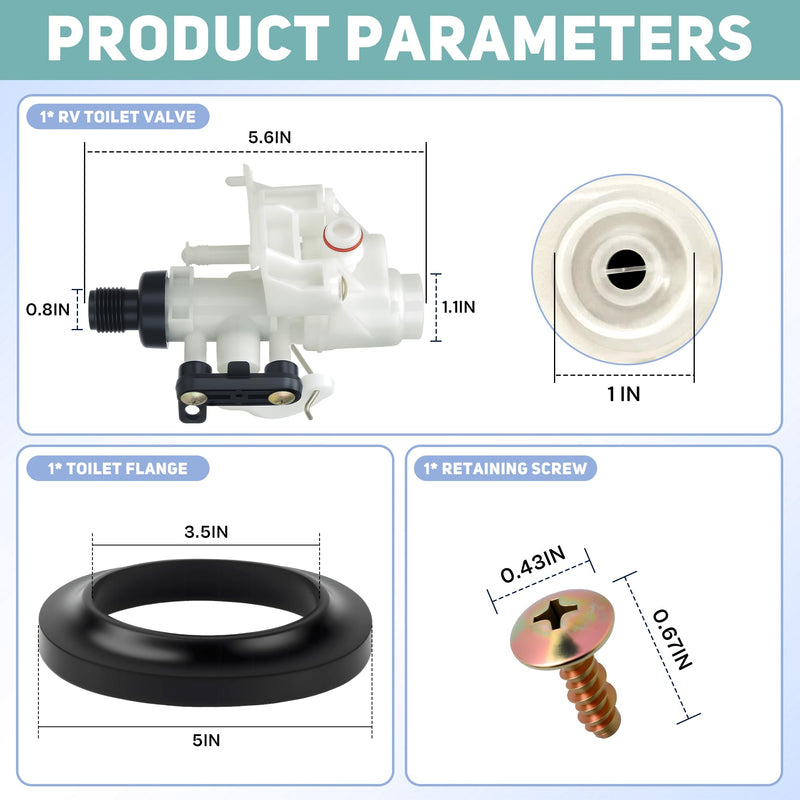 𝗨𝗽𝗴𝗿𝗮𝗱𝗲𝗱 31705 RV Toilet Water Valve Kit - Fits Thetford Aqua-Magic V (High/Low Hand/Foot Flush) | Leak-Proof, Freeze-Resistant, Replaces 31688, 31687, 31653