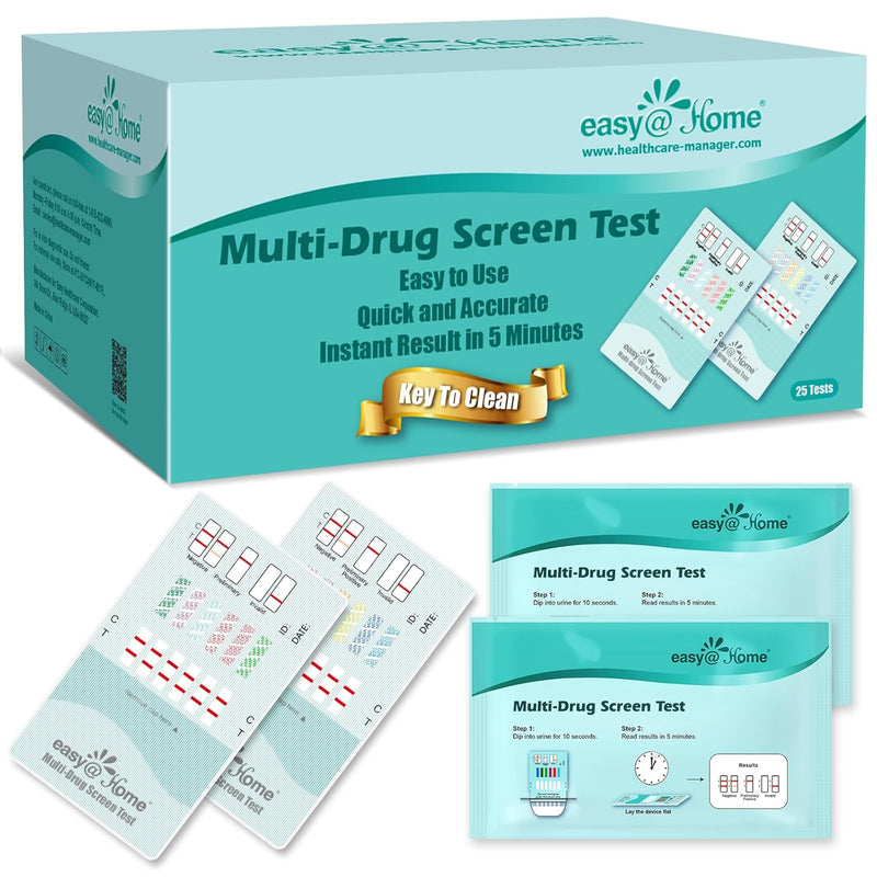 Easy@Home 12 Panel Instant Drug Test Kits - Testing Marijuana (THC),COC, OPI 2000, AMP,BAR,BZO,MDMA,MET/mAMP, MTD, OXY,PCP,PPX-Urine Dip Drug Testing - 25 Pack