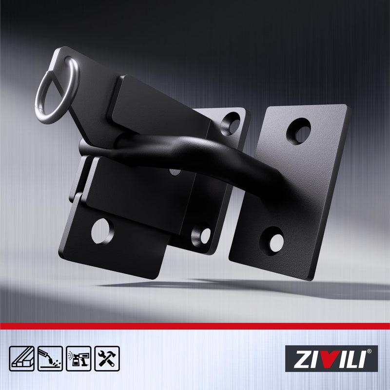 304 Stainless Steel Wooden Fence Self-Locking Gate Latch Heavy-Duty Gravity-Style Fence Gate Latch Privacy Latch, For Wooden Doors, Metal Doors, and Vinyl Fences Gate Lock Hardware (Black-Sand) Black