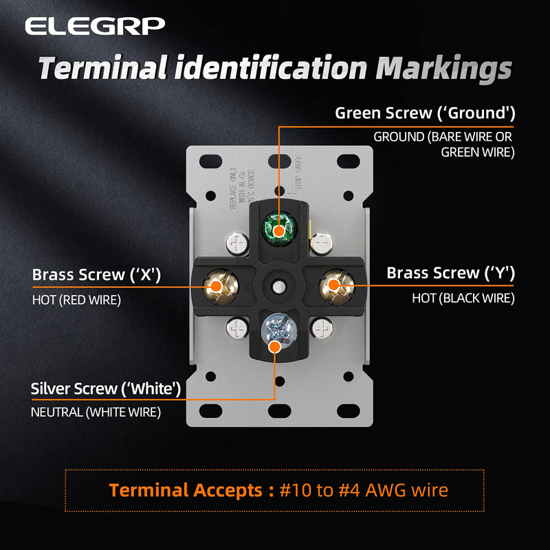 ELEGRP 50 Amps 125/250V Range Oven Stove Receptacle, Flush Mounting Power Outlet, NEMA 14-50R, Straight Blade Heavy Duty Range Receptacle, Grounding, 3 Pole 4 Wire, UL Listed, 1 Pack NEMA 14-50R Outlet