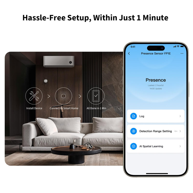 Aqara Presence Sensor FP1E Zigbee 3.0, Requires Aqara HUB, mmWave Radar Wired Motion Sensor, AI Spatial Learning, Supports HomeKit, Alexa, Google Home, SmartThings, Matter Over Bridge - NewNest Australia