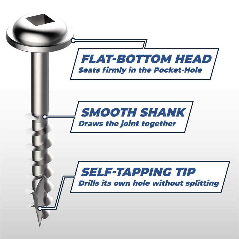 Kreg SML-C250-50 Zinc Pocket-Hole Screws, 2 1/2 Inch, #8 Coarse Thread, Maxi-Loc Head (50 Count)