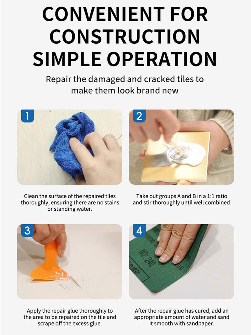 Tile and Granite Repair Kit, 2026 Upgraded Porcelain Tile Stone Crack Repair Kit (Color Match), Ceramic, Granite and Marble Repair Professional Kit for Kitchen Bathroom Balcony