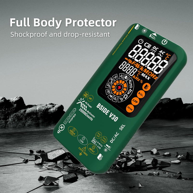 BSIDE 20000 Counts Digital Multimeter 1500V/750V Rechargeable Infrared Thermometer 0.1μA10μV Resolution Amp Tester D:S=10:1 Measure NCV Diode Capacitance Resistance Hz
