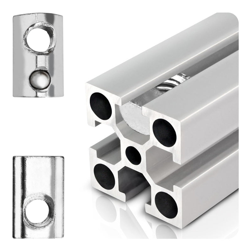 20PCS 5/16”-18 Threaded Steel Roll in T-Nut with Ball Spring, Silver T Spring Nut, T Slot Nuts Accessory Hardware for Aluminum Extrusion Profile Rail