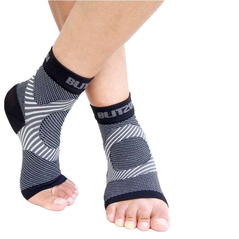 Foot & Ankle Brace Socks - Plantar Fasciitis Relief Neuropathy Socks, Arch Support for Women & Men, Ankle Compression Sleeve for Heel Spurs, Tendonitis, Ankle Wrap for Sprained Ankle Black S-M Small/Medium (1 Pair)