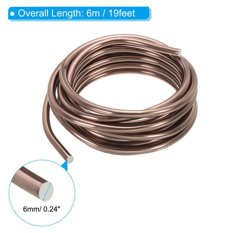 PATIKIL 6mm x 19ft Bonsai Training Wire,Floral Wire Stems Anodized Aluminum Tree Wire for Gardening Branch Fixing,Brown Brown