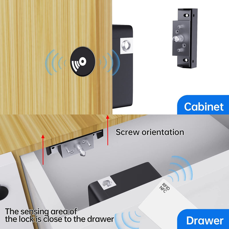RFID Electronic Cabinet Lock, Smart NFC Drawer Locks, Hidden Card Lock for Wooden Cabinet Cupboard Drawer Furniture 1