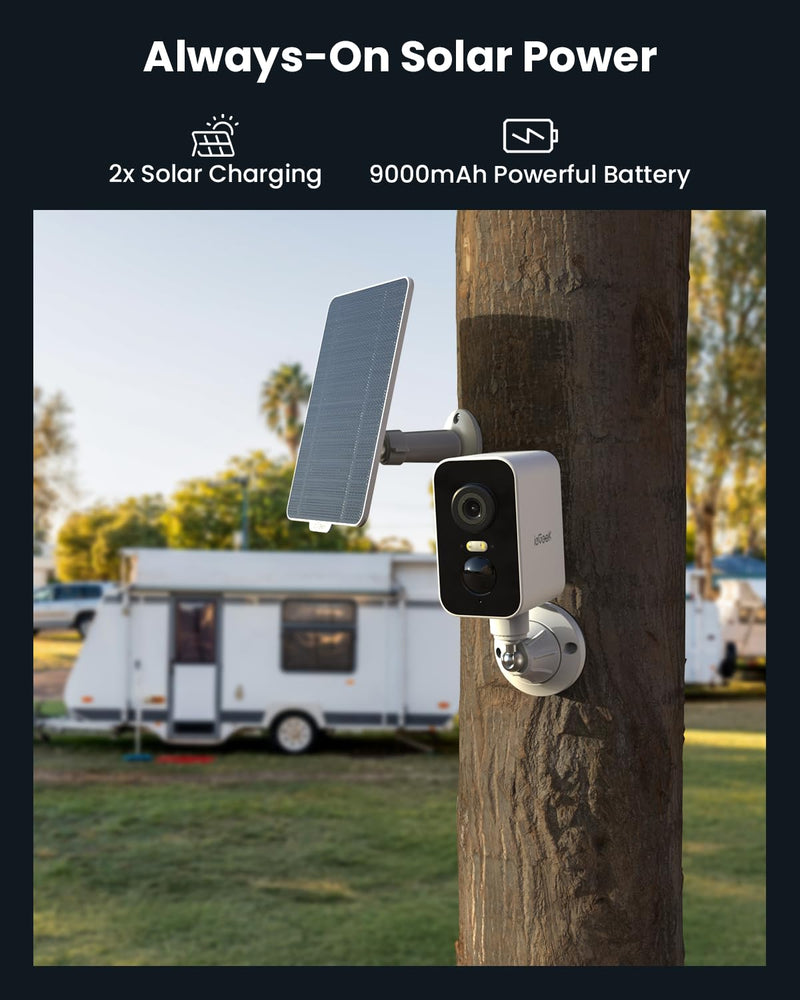 ieGeek 4G LTE Cellular Security Camera Wireless Outdoor, No WiFi Solar Power Camera, Off Grid Security Camera Built-in SIM Card, 2K Color Night Vision, PIR Motion Sensor (Monthly 4G Plan Required) 4G(No Wifi Support)