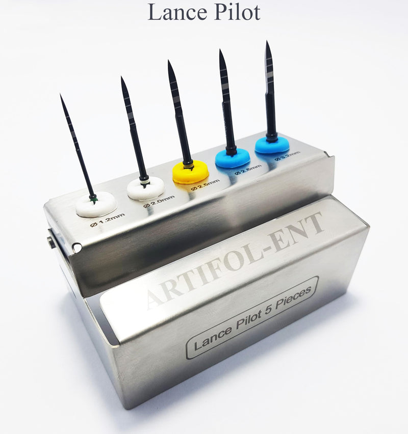 Long Lance Pilot Drills Kit Implant Positioning Black Titanium Coated Drill Set of 5 Pcs, OS1033