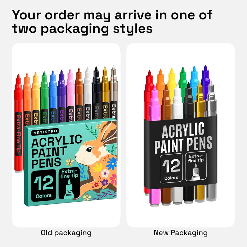 Paint Pens for Rock Painting, Stone, Ceramic, Glass, Wood, Canvas. Set of 12 Acrylic Paint Markers Extra-fine Tip 12 Extra-Fine Tip