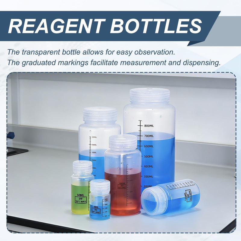 PATIKIL 20 Pcs Plastic Sample Bottles with Screw Cap, 4 oz 125ml Wide Mouth Reagent Bottle Transparent PP Sample Containers with Lid for Lab Water Reagent Sample Home Storage Seal, Clear