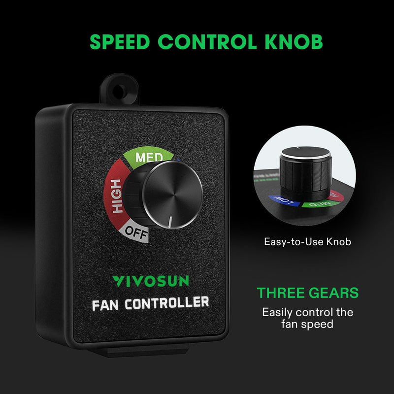 VIVOSUN Variable Speed Controller Cordless Vent Blower Speed Adjuster for Inline Duct Exhaust Fan Cordless (350W)
