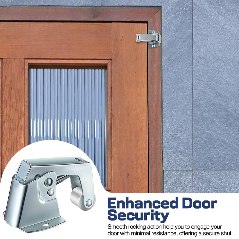 Dreyoo 1 Pack Screen and Storm Door Catch, 1-3/4 inch wide base with 1-5/8 inch Projection, Screen Door Spring Loaded Catch for Hinged Swinging Doors, Cabinets and Cupboards Doors Zinc Plated (Sliver) Sliver