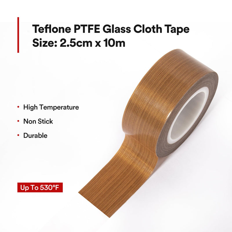 NEZUIBAN Teflon Tape, 1" x 33ft x 0.18mm High Temperature PTFE Coated Fiberglass Adhesive Tape 1 inch x 33 Feet