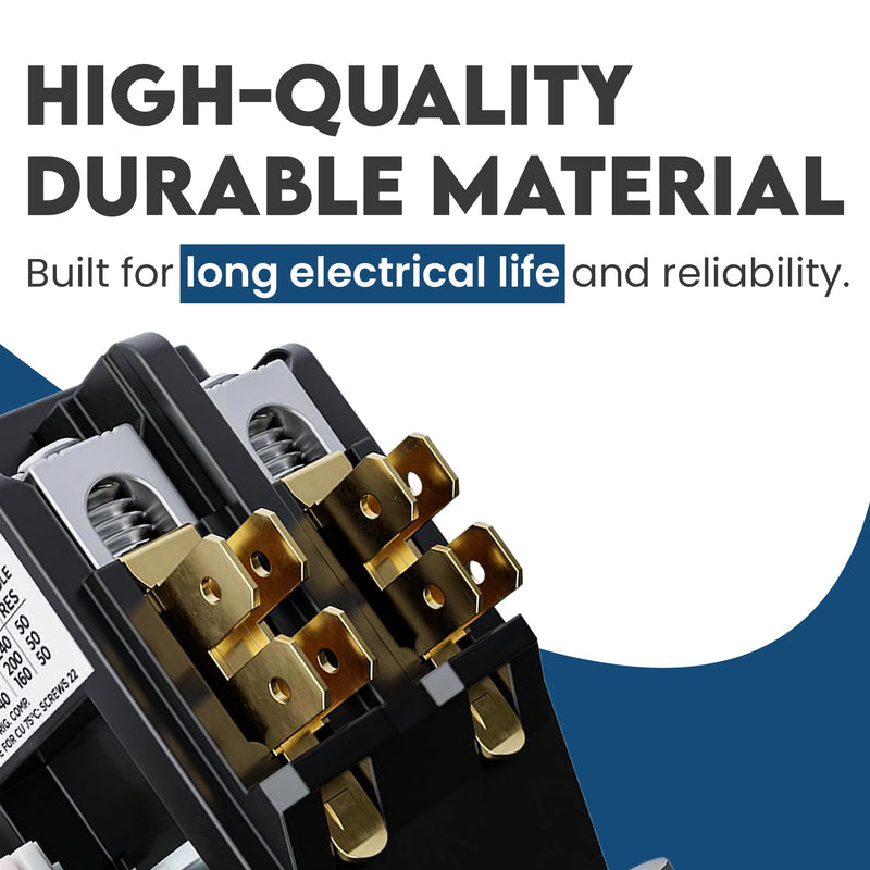 2 Pole Definite Purpose Contactor 24V Coil, 40 Amp Definite Purpose, UL Recognized and Approved for use with A2L Refrigerants, Line Lugs, Load Screws, ControlGear DW402A-11 (2P 40A 24V Coil) 2P 40A 24V coil